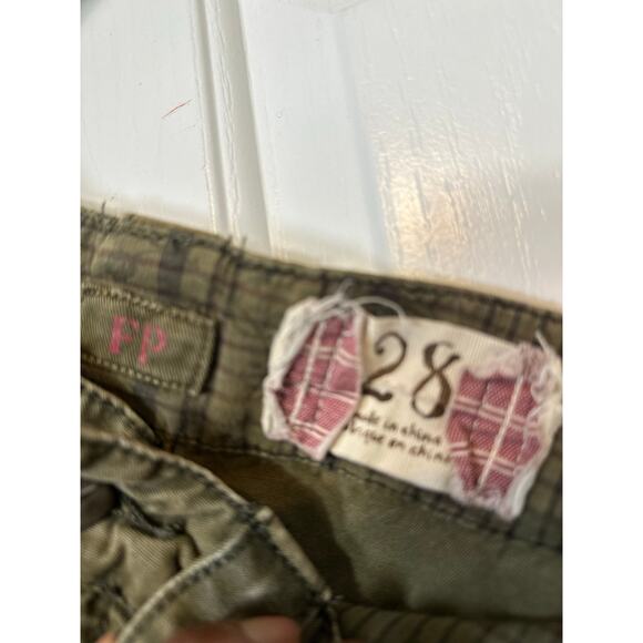 Free People Skirt Womens 28 Olive Green Y2K High Waisted Distressed Flare Mini - Picture 6 of 9